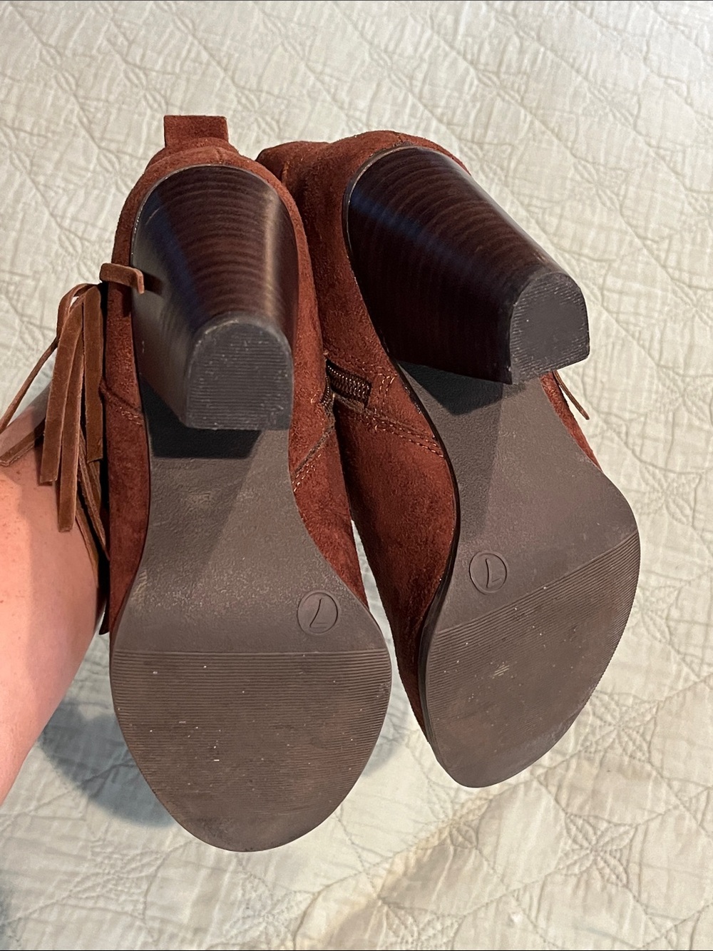 Leather Fringe Suede Ankle Boots in Rich Brown - Picture 11 of 15